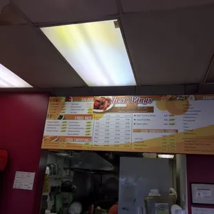 the menu of the restaurant