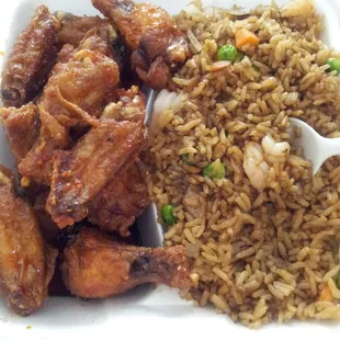 Teriyaki wings and shrimp fried rice... the BEST!