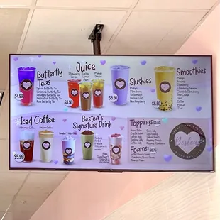 Drink menu and topping selection