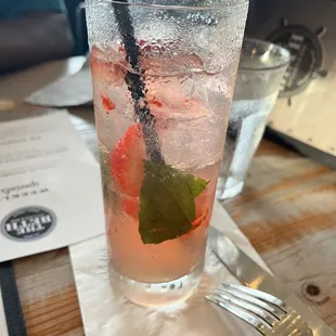 Strawberry Basil Spritz - Mocktail