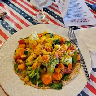 Roasted Veggie sandwich on flat bread