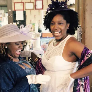 My maid of honor and i having a great time