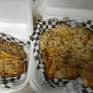 Philly cheese steak egg roll (Philly Twist) and Cajun crab and shrimp fries