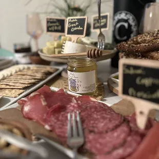 a variety of meats and cheeses