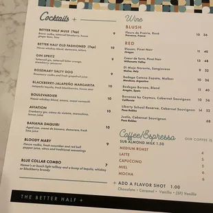 a menu for a restaurant