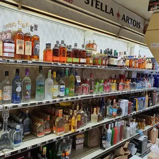 shelves of alcohol and liquor
