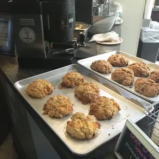 two trays of muffins