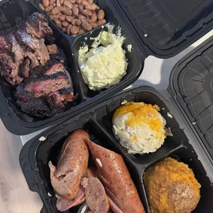 Brisket plate. Sausage plate. Both with extra meat