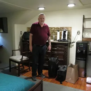 Uncle Duke's Room - sink, keurig, mini fridge