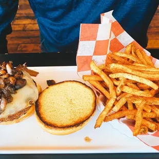 a burger and french fries