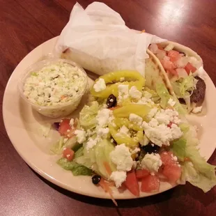 $8.99 Gyro Platter - 2 Stars - The coleslaw is great, the gyro is just awful. But the tiny Greek salad is pretty good.