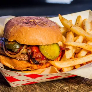 Double Bacon cheddar cheese burger.