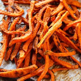 Sweet Potato Fries. Crispy on the outside, soft tender on the inside.              Serving Daily at Last Name Brewing. Upland, CA.