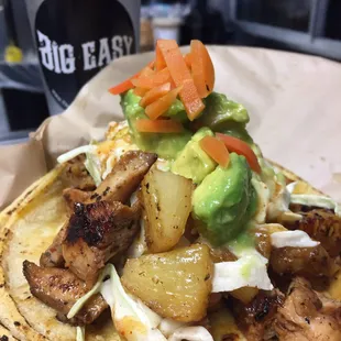 Jamaican jerk tacos.