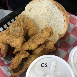 How about catfish with coleslaw and potato salad.