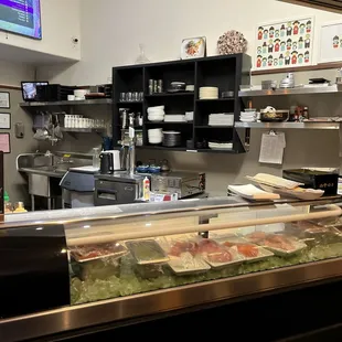 interior, sushi and sashimi