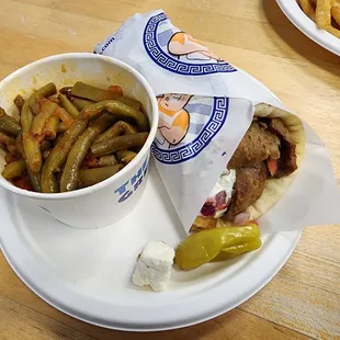 Our Famous Gyro Pita with Green Beans