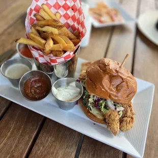 Grouper Sandwich and fries.