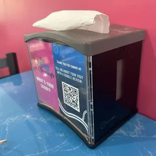 Napkins on every table! Nice for an ice cream place!