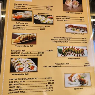 The beast Sushi menu