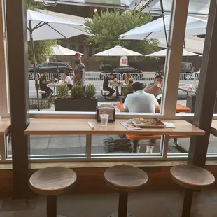 Inside stools with the window view