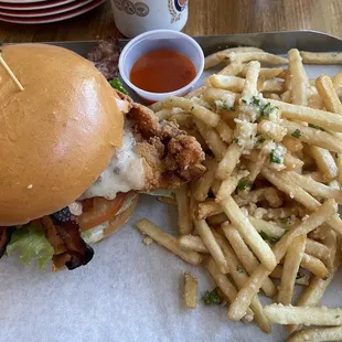 San Diego chicken sandwich with Garlic Parmesan Fries