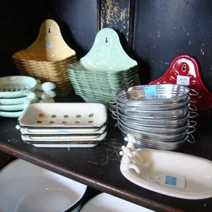 Reproduction cast iron and metal home accessories.