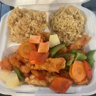 Sweet &amp; Sour Chicken with fried rice