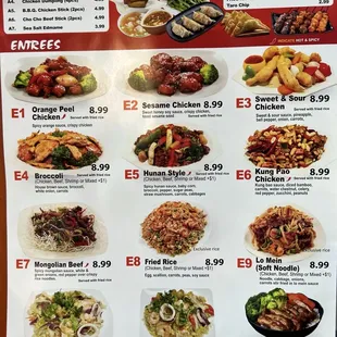 Menu, as of January 31, 2025