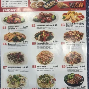 Menu as of June 2024