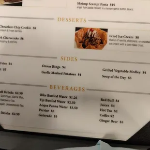 Menu at the Brewery