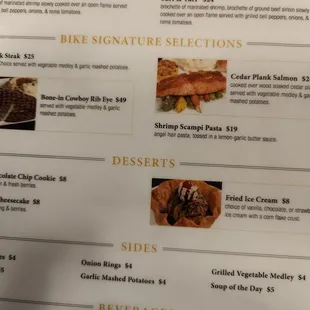 Menu at the Brewery
