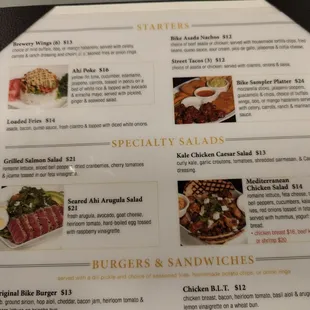 Menu at the Brewery