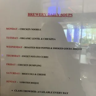Soup Menu