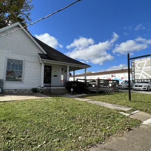 Outside- park in back