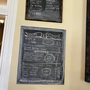 a menu on the wall