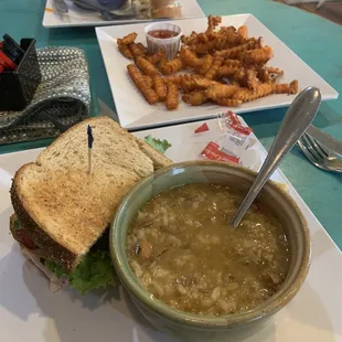 King's Club, Hoppin' John Soup, and sweet potato fries!!  Delish!