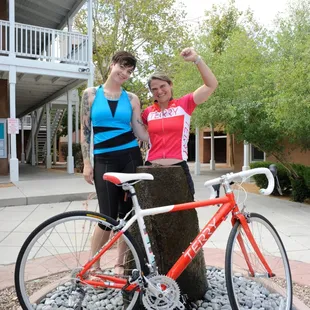 Rose and Terry Rep Deb Benjamin with the new Terry Symmetry Bicycle for women.