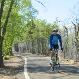 Riding on the Paseo del Bosque Trail.