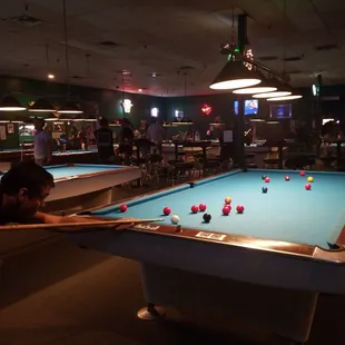people playing pool in a bar