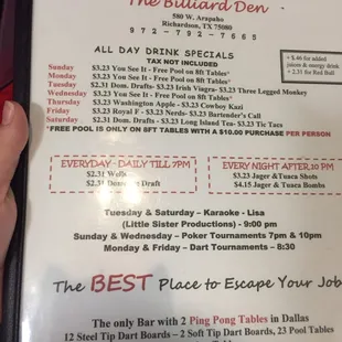 $3 long islands every Saturday with karaoke