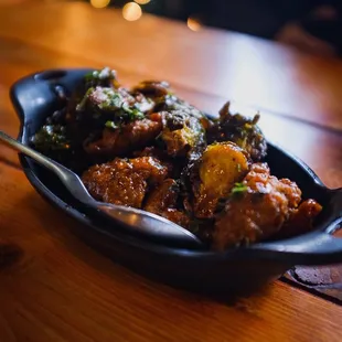 Brussel Sprouts with Fried Chicken