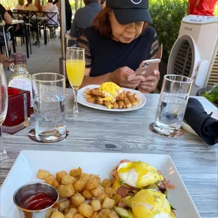 I had Smoked Salmon Benedict* wife having Chicken &amp; Waffle