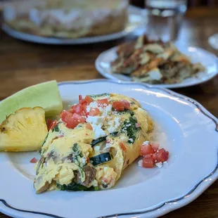 Garden Scramble, subbed pancakes for potatoes! IG - @bilalandjesseatfood