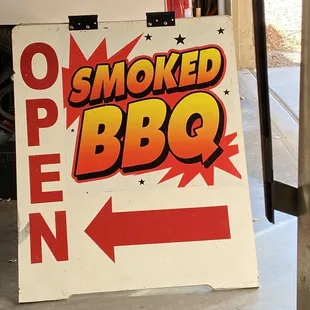 a sign for a bbq