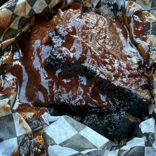 Brisket, drenched in BBQ sauce. Just the way I like it.