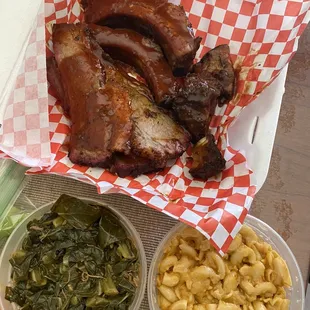 The meal deal box. 2 ribs, 4 rib tips, 1lbs brisket with 2 sides.