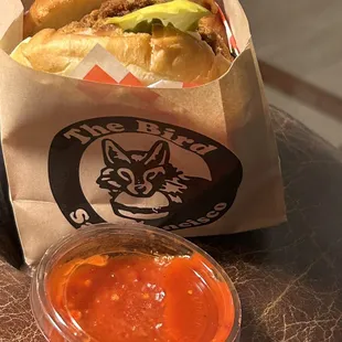 FRIED CHICKEN SANDWICH with sauce