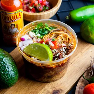 a bowl of mexican food