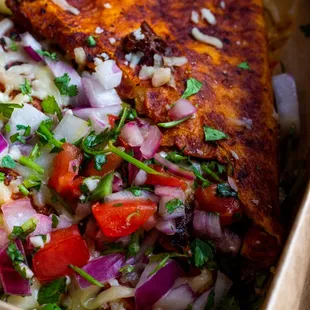 a close up of a dish of food